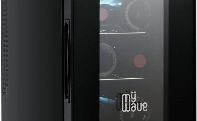 MyWave Vinoteca 6 Botellas MWWT 6B Vertical Capacidad de 20 Litros 70W de Potencia Enfriamiento Termoelectrico Color Negro