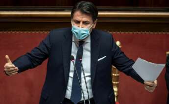 El primer ministro italiano, Giuseppe conte, comparece en el Senado. EFE