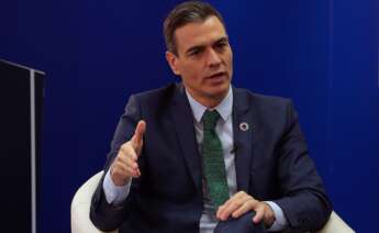 El presidente del Gobierno, Pedro Sánchez, durante el encuentro 'Fondos Europeos, las claves para la recuperación', organizado por la agencia Efe y KPMG, el 20 de enero de 2021 | EFE/JJM/Pool