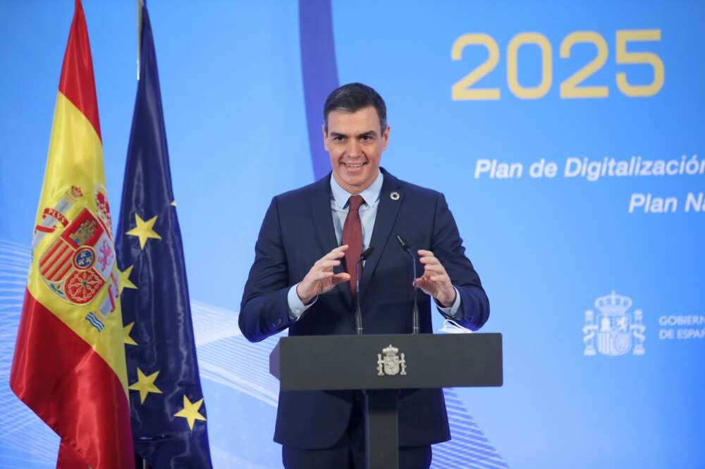 El presidente del Gobierno, Pedro Sánchez, en un acto en el Palacio de la Moncloa | EFE/DF