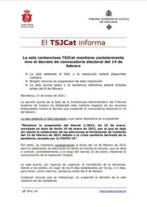 Comunicado del Tribunal Superior de Justicia de Cataluña (TSJC)