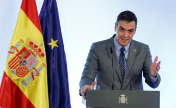 El presidente del Gobierno y líder del PSOE, Pedro Sánchez, en un acto en el Palacio de la Moncloa, el 17 de febrero de 2021 | EFE/Zipi