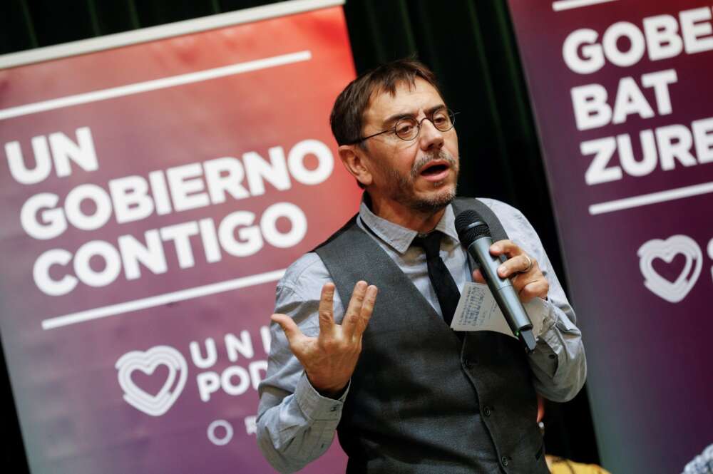 El cofundador de Podemos, Juan Carlos Monedero, en un acto electoral en Pamplona, en noviembre de 2019 | EFE/VL/Archivo