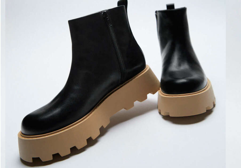 Botines planos con suela en contraste de Zara