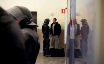 El rapero Pablo Hasel al momento de su detención en el interior de la Universidad de Lleida, el 16 de febrero de 2021 | EFE/PDLC