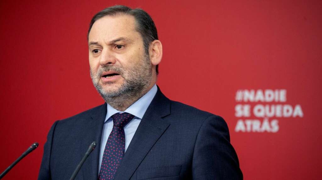 El secretario de Organización del PSOE y ministro de Transportes, Movilidad y Agenda Urbana, José Luis Ábalos, durante la rueda de prensa.EFE/PSOE/Eva Ercolanese.