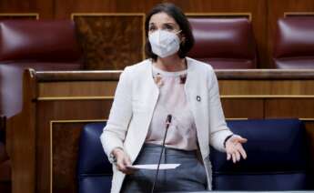 La ministra de Industria, Comercio y Turismo, Reyes Maroto, en una sesión de control al Gobierno en el Congreso. | EFE/Mariscal