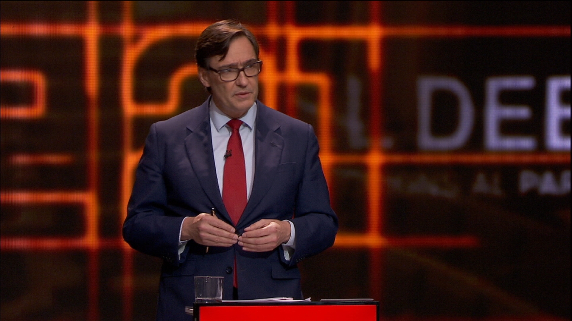 El candidato del PSC, Salvador Illa, en el debate electoral del 14-F en TV3, el 9 de febrero de 2021 | CCMA