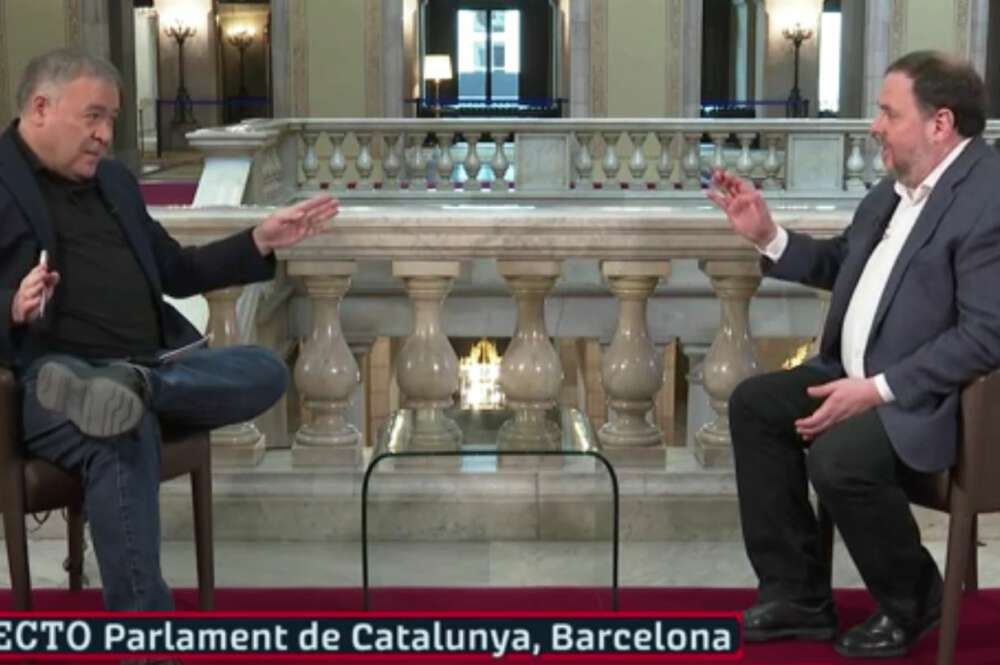 Antonio García Ferreras entrevista a Oriol Junqueras desde el Parlament de Cataluña en plena campaña electoral del 14-F, el 2 de febrero de 2021 | La Sexta