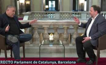 Antonio García Ferreras entrevista a Oriol Junqueras desde el Parlament de Cataluña en plena campaña electoral del 14-F, el 2 de febrero de 2021 | La Sexta