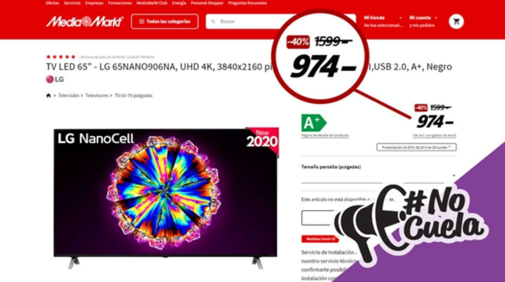 La oferta falsa de Mediamarkt que denuncia la OCU