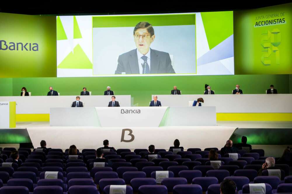 José Ignacio Goirigolzarri en la última junta de accionistas de Bankia en solitario
