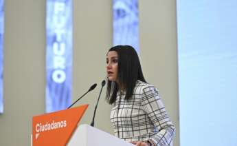 La líder de Ciudadanos, Inés Arrimadas, en una rueda de prensa el 16 de febrero de 2021, en Madrid | EFE/FV/Archivo