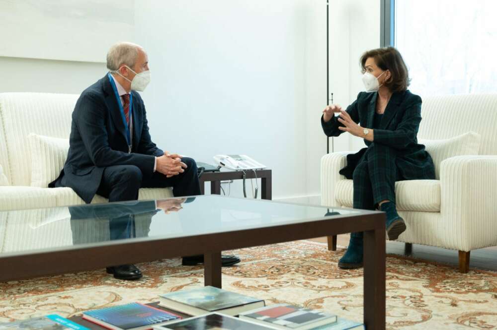 El dirigente del PNV, Josu Erkoreka, y la vicepresidenta Carmen Calvo. Foto: Moncloa