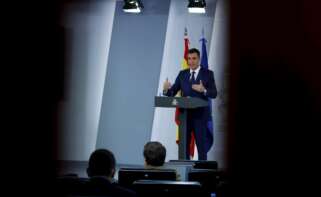El presidente del Gobierno, Pedro Sánchez, en rueda de prensa tras la reunión del Consejo de Ministros, el 6 de abril de 2021 en el Palacio de La Moncloa | EFE/Zipi