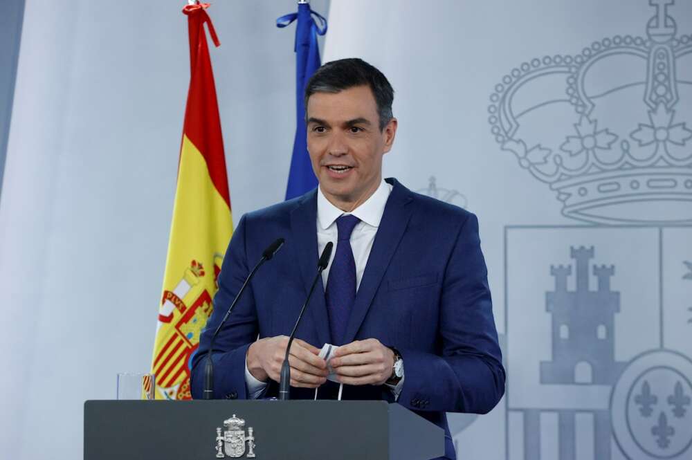 El presidente del Gobierno, Pedro Sánchez, en rueda de prensa tras la reunión del Consejo de Ministros, el 6 de abril de 2021 en el Palacio de la Moncloa | EFE/Zipi