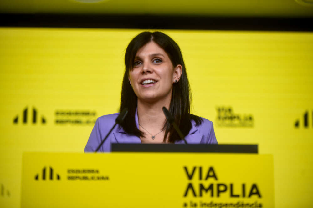 La portavoz de ERC, Marta Vilalta, en una rueda de prensa / Marc Puig (ERC)