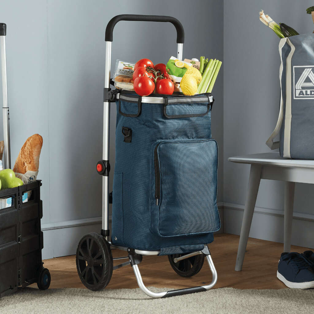 Carrito de la compra plegable con asa extensible y compartimento isotérmico de Aldi