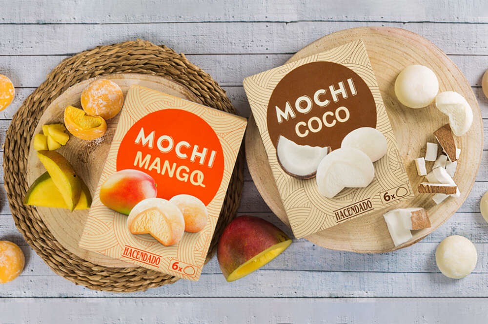 Mochis helados de mango y coco de Hacendado, en Mercadona