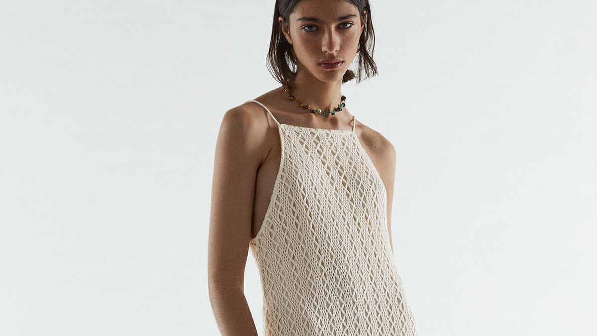 Vestido crochet halter de Zara