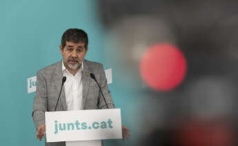 El secretario de Junts, Jordi Sànchez, en la rueda de prensa que da inicio al Congreso del partido previsto para el 7 y 8 de mayo / Julio Díaz