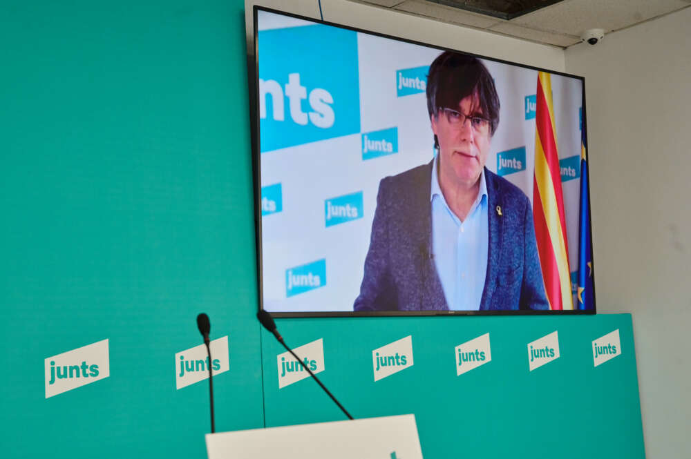 El expresidente y líder de Junts, Carles Puigdemont, en una comparecencia telemática / Julio Díaz (JxCat)