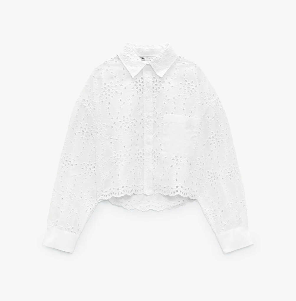 Camisa bordados perforados de Zara