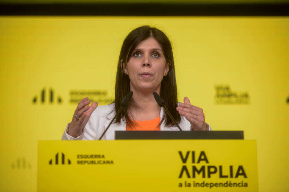 La portavoz de ERC, Marta Vilalta, en una rueda de prensa tras la reunión de la Ejecutiva del partido / Esquerra Republicana (Marc Puig)