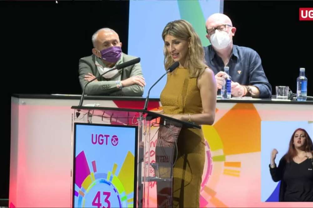 La vicepresidenta tercera y ministra de Trabajo, Yolanda Díaz, interviene en el 43 Congreso Confederal de UGT