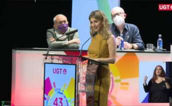 La vicepresidenta tercera y ministra de Trabajo, Yolanda Díaz, interviene en el 43 Congreso Confederal de UGT