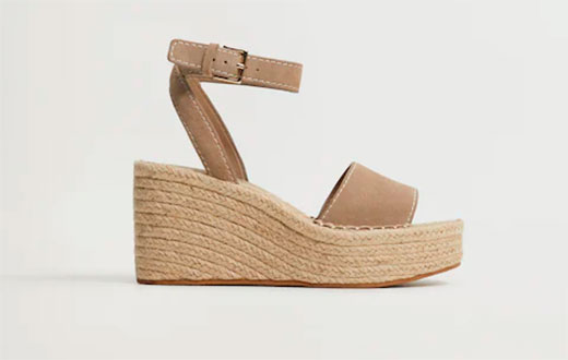 Sandalia cuña piel de Mango