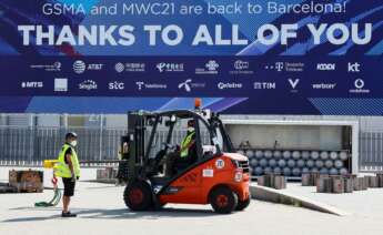 Imagen de la preparación del Mobile World Congress 2021 que comienza el 1 de junio.