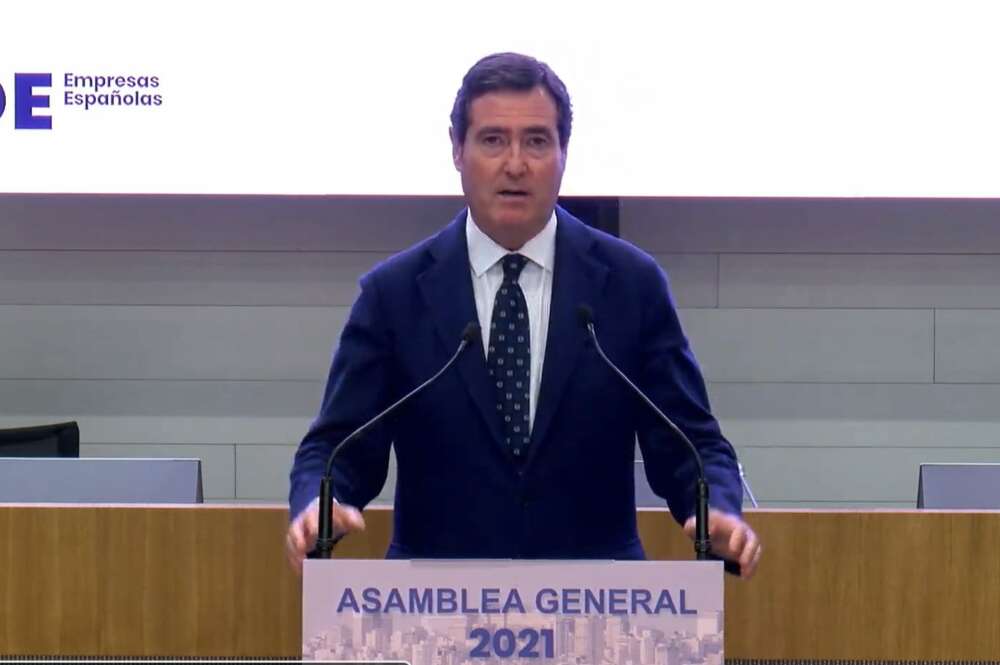 El presidente de CEOE, Antonio Garamendi, en la Asamblea Anual 2021