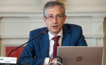 Pablo Hernández de Cos, Gobernador del Banco de España, durante su intervención en el curso de verano organizado por la APIE en la UIMP de Santander.