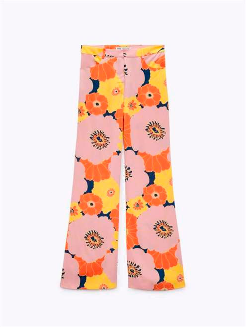 Pantalón estampado flores de Zara