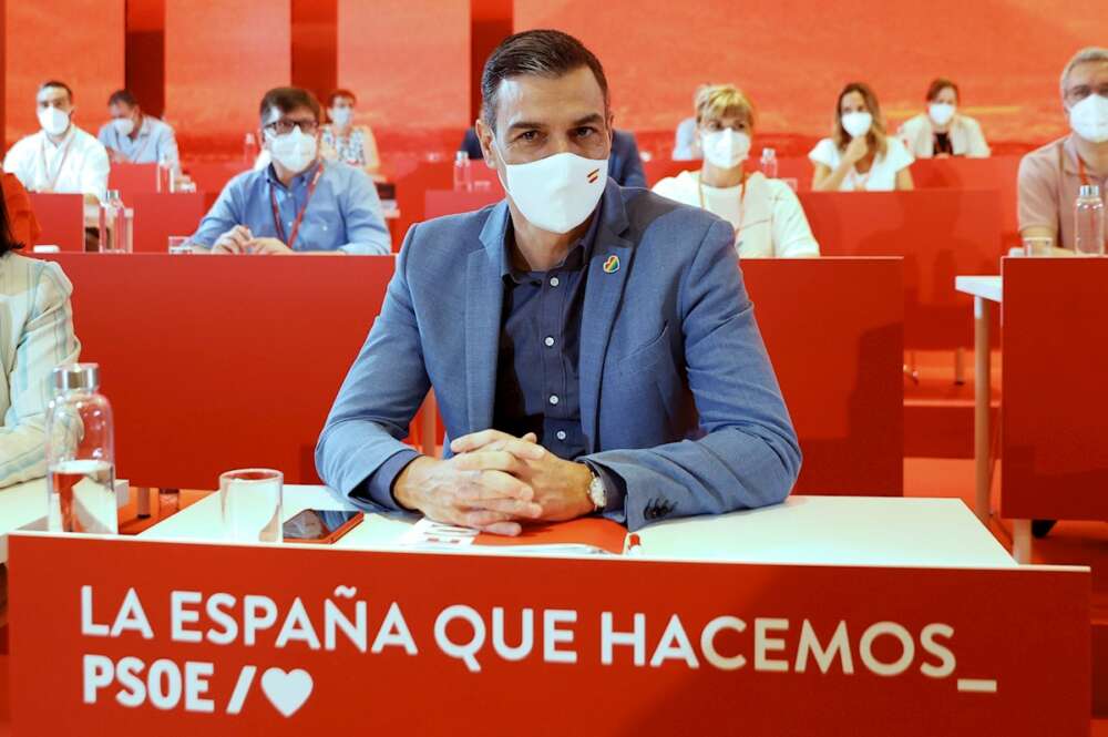 El secretario general del PSOE y presidente del Gobierno, Pedro Sánchez, durante la reunión del último Comité Federal del partido. EFE/Chema Moya