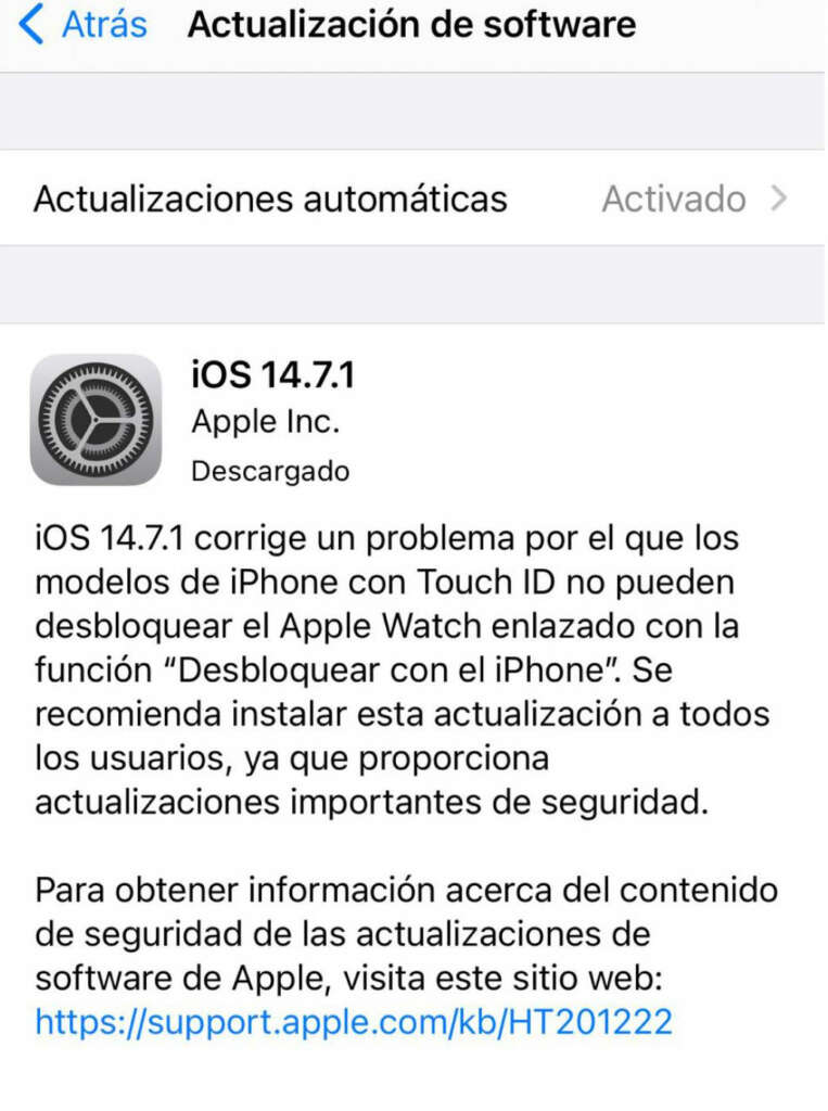 Actualización de Apple