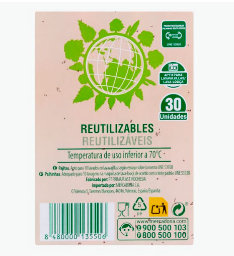 Pajitas reulitizables de Bosque Verde a la venta en Mercadona