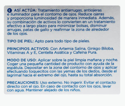 Las características del Contorno de ojos Antiarrugas e Iluminador Sisbela Reafirm de Deliplus 