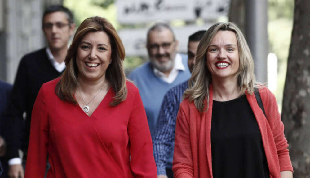 Susana Díaz junto a Pilar Alegría, que fue su portavoz en las primarias socialistas de 2017. Efe
