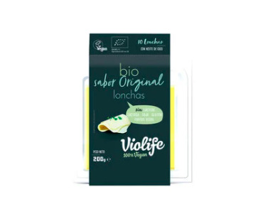 Las lonchas veganas ecológicas sabor queso VIOLIFE 200 g. que venden en Alcampo