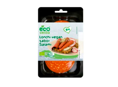 Las lonchas veganas ecológicas sabor salami ECOCESTA 100g. que venden en Alcampo