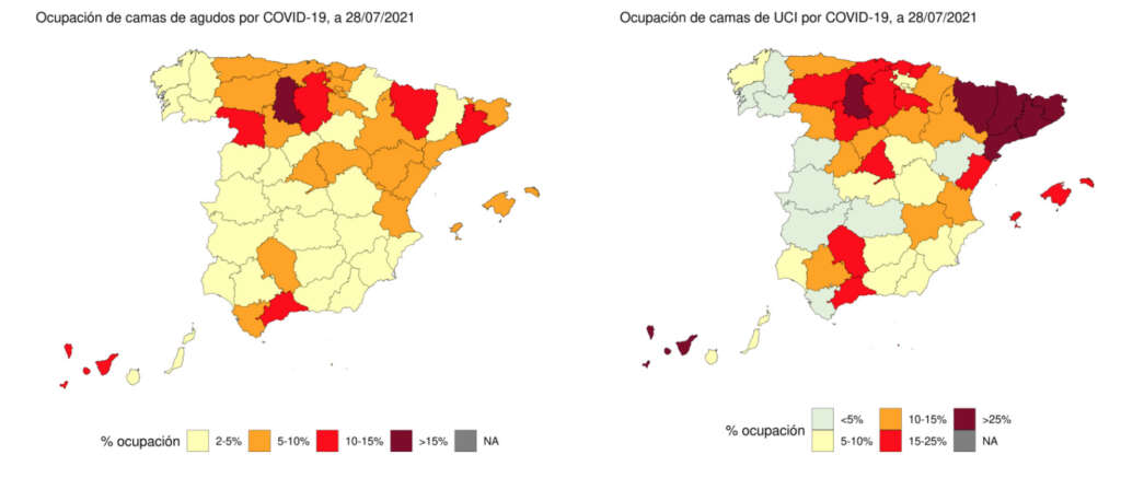 Datos de presión hospitalaria de hasta el 28 de julio./ Ministerio de Sanidad