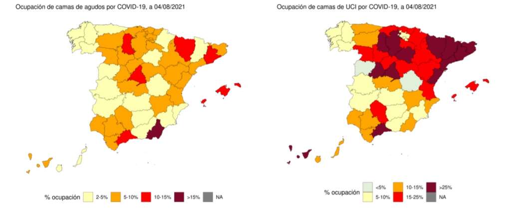 Ocupación hospitalaria hasta el 4 de agosto./ Ministerio de Sanidad