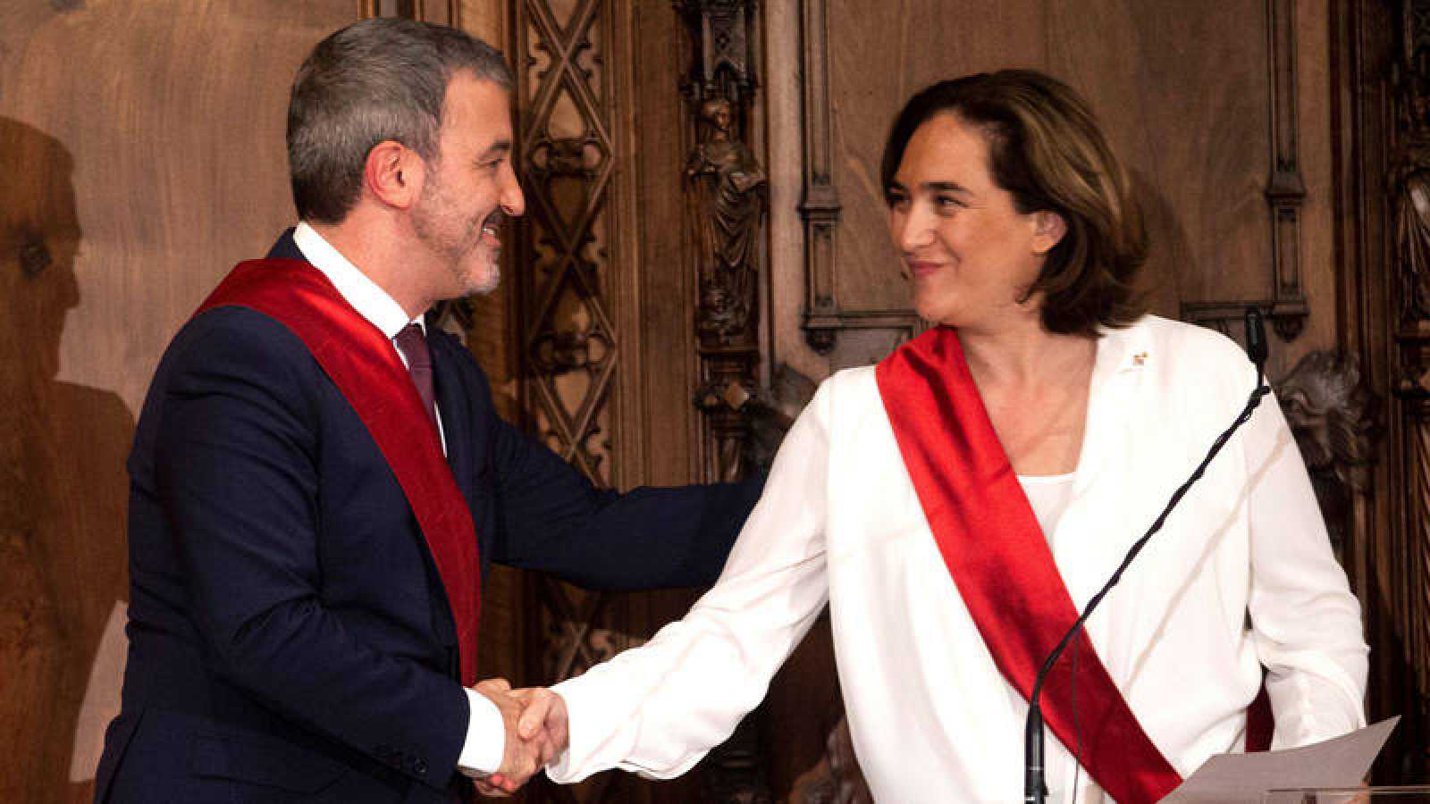 La alcaldesa de Barcelona, Ada Colau, con el primer teniente de alcalde, Jaume Collboni, en una imagen de archivo / EFE