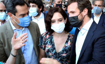 Juanma Moreno, Isabel Díaz Ayuso y Pablo Casado.