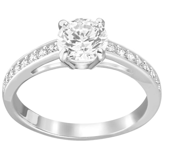 Anillo Swarovski Attract Round, blanco, Baño de Rodio