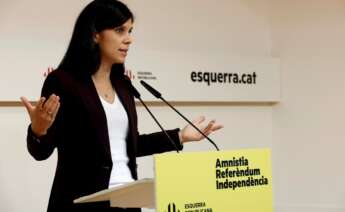 La portavoz de ERC, Marta Vilalta, en una rueda de prensa. EFE/Toni Albir