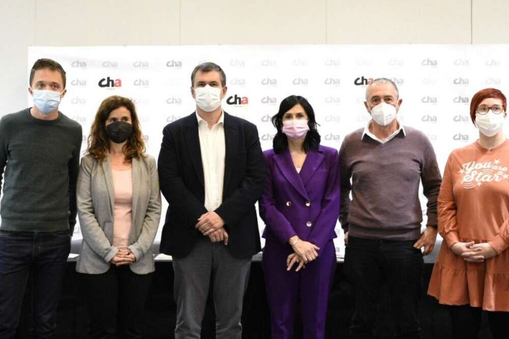 Representantes de Más País, Compromís y Chunta, en Zaragoza. Foto: Chunta Aragonesista.