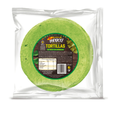 Las Tortillas de trigo con espinacas a la venta en Aldi